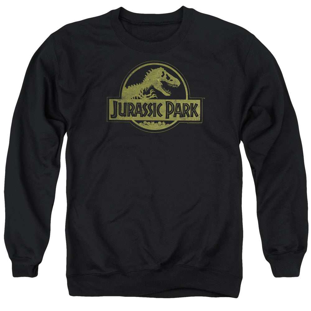 Jurassic Park Distressed Logo Mens Crewneck Sweatshirt Black