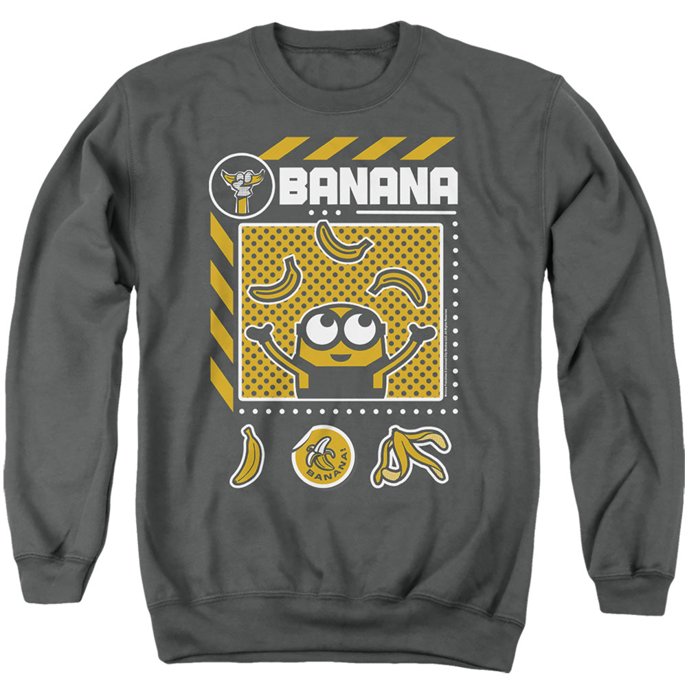 Minions Banana Icons Mens Crewneck Sweatshirt Charcoal Officially Licensed