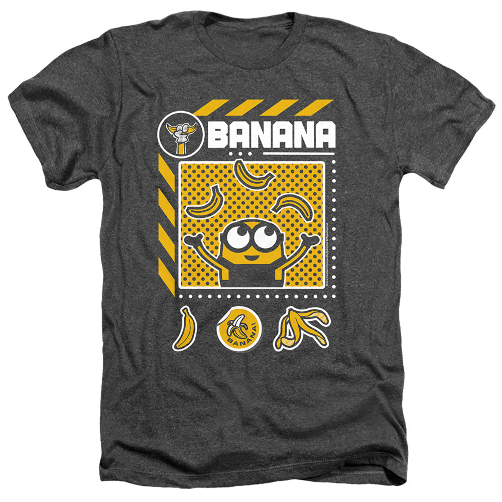 Minions Banana Icons Heather Mens T Shirt Charcoal Officially Licensed