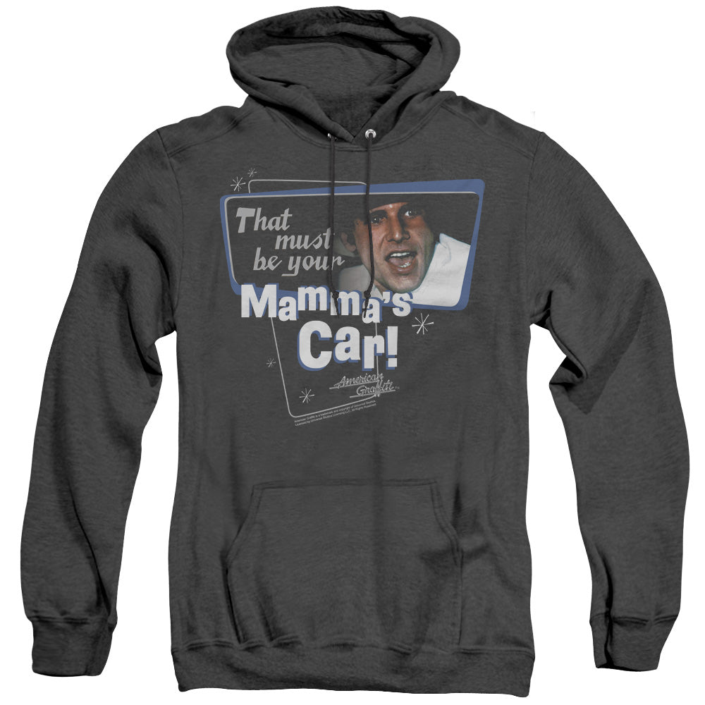 American Grafitti Mammas Car Mens Heather Hoodie Black Black Officially Licensed