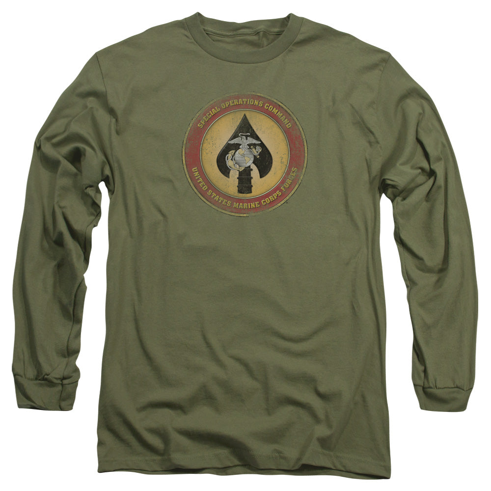 Us Marine Corps Special Operations Command Patch Mens Long Sleeve Shirt Military Green Officially Licensed