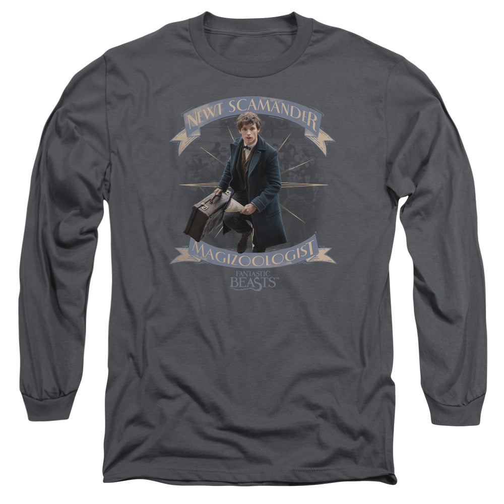 Fantastic Beasts Newt Scamandermens Long Sleeve Shirt Charcoal Officially Licensed
