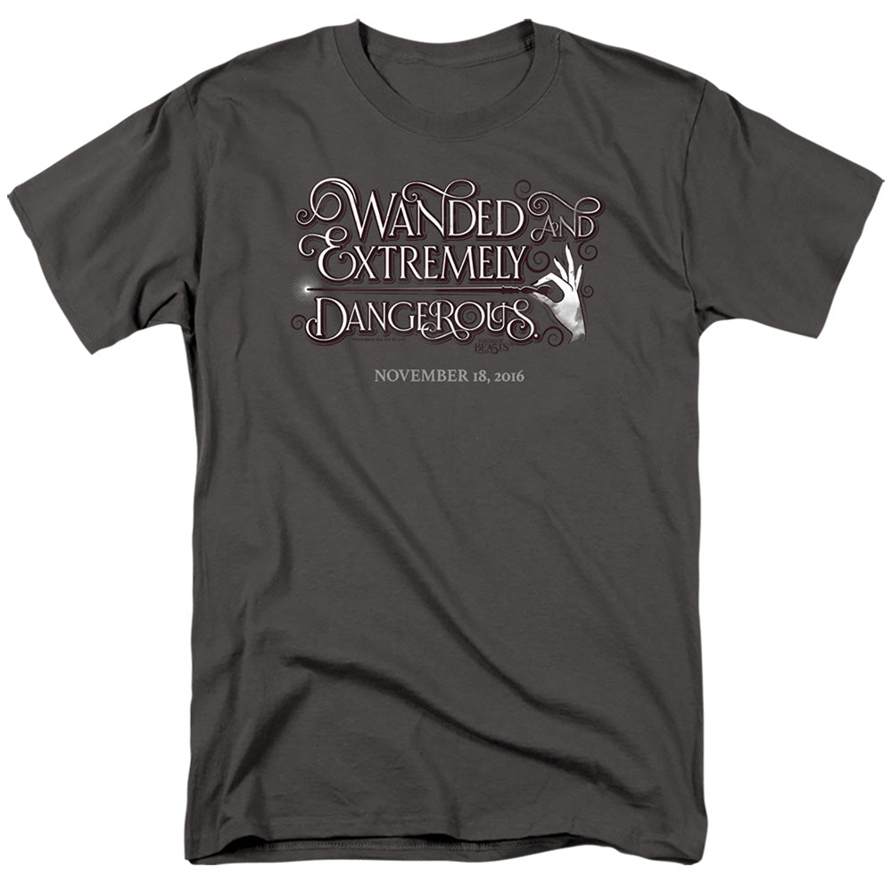 Fantastic Beasts Wanded Mens T Shirt Charcoal Officially Licensed