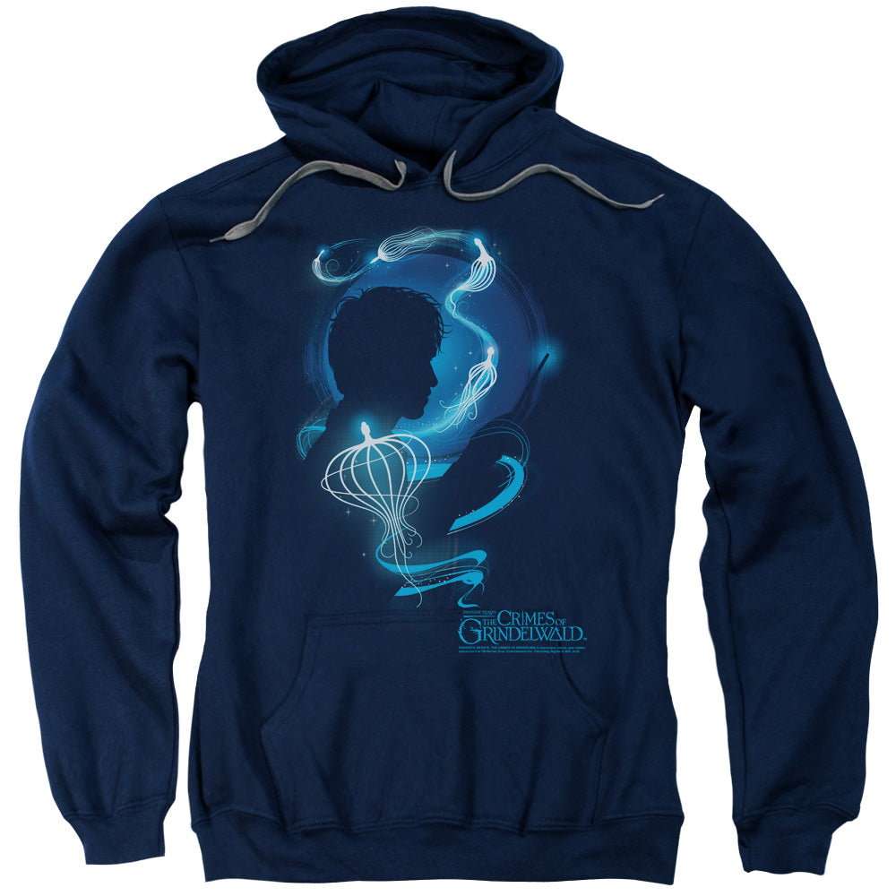 Fantastic Beasts 2 Newt Silhouette Mens Hoodie Navy Blue Officially Licensed