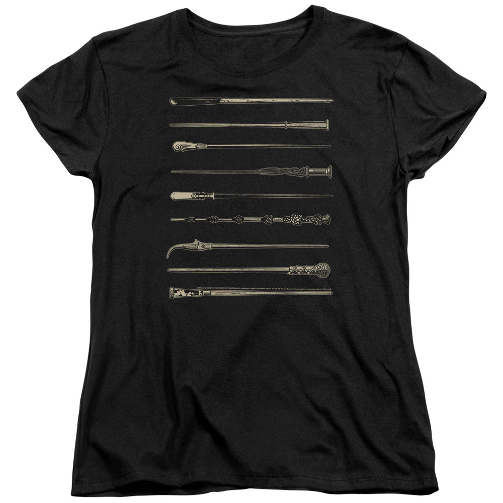 Fantastic Beasts 2 Wands Womens T Shirt Black Officially Licensed