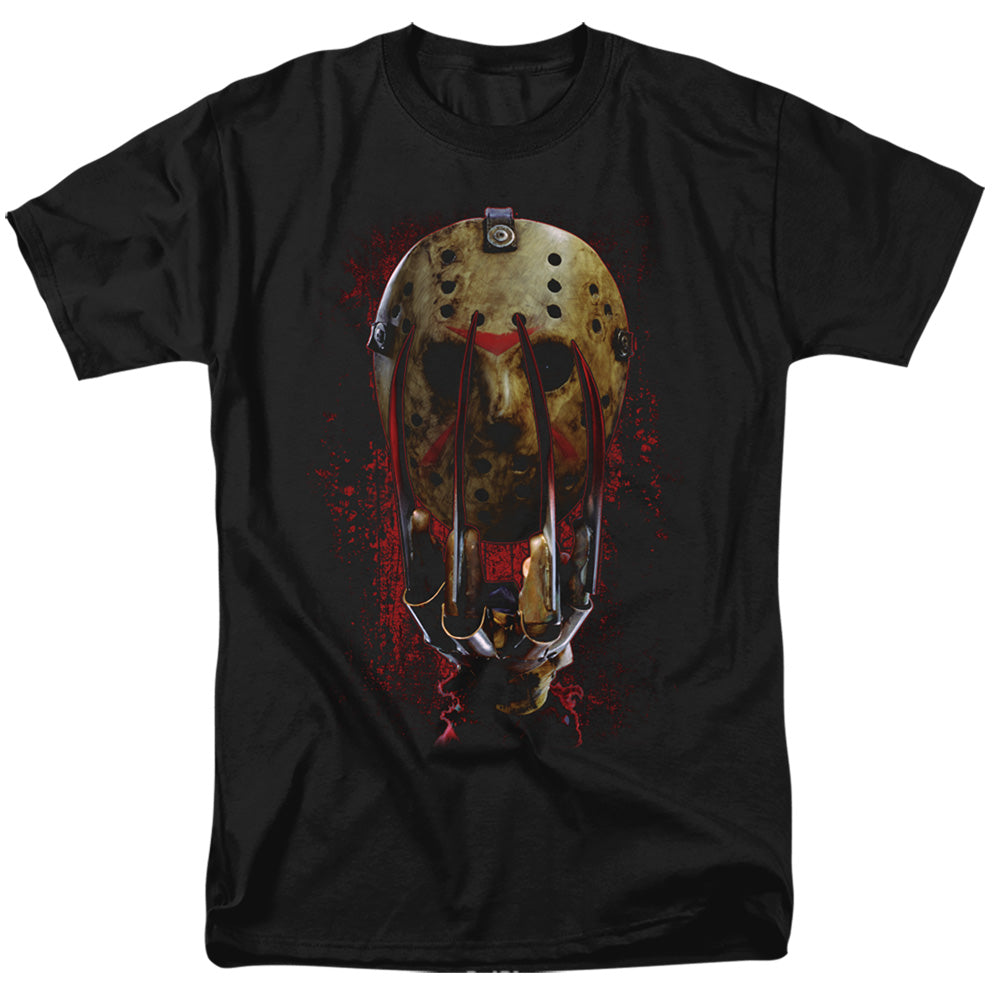 Freddy Vs Jason Mask And Claws Mens T Shirt Black Officially Licensed