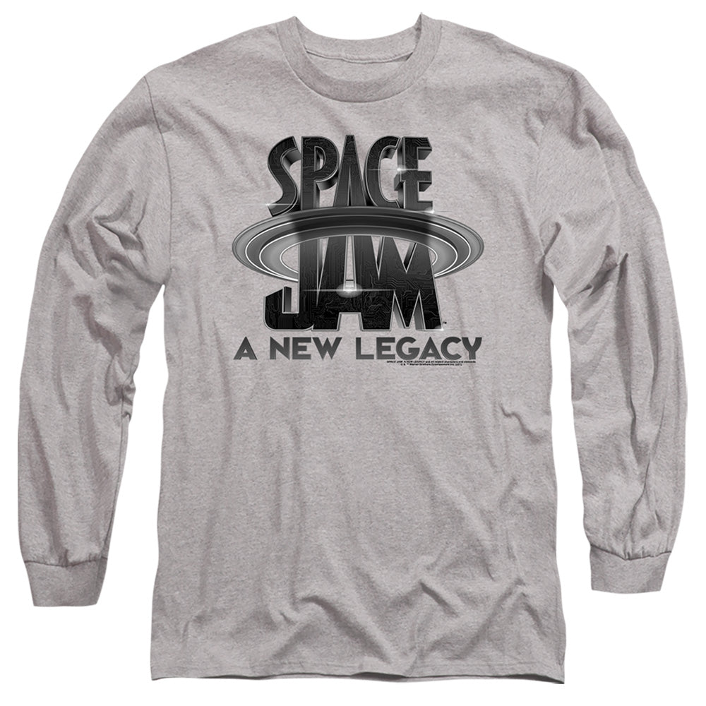 Space Jam 2 Space Jam 2 Logo Black Mens Long Sleeve Shirt Athletic Heather Officially Licensed