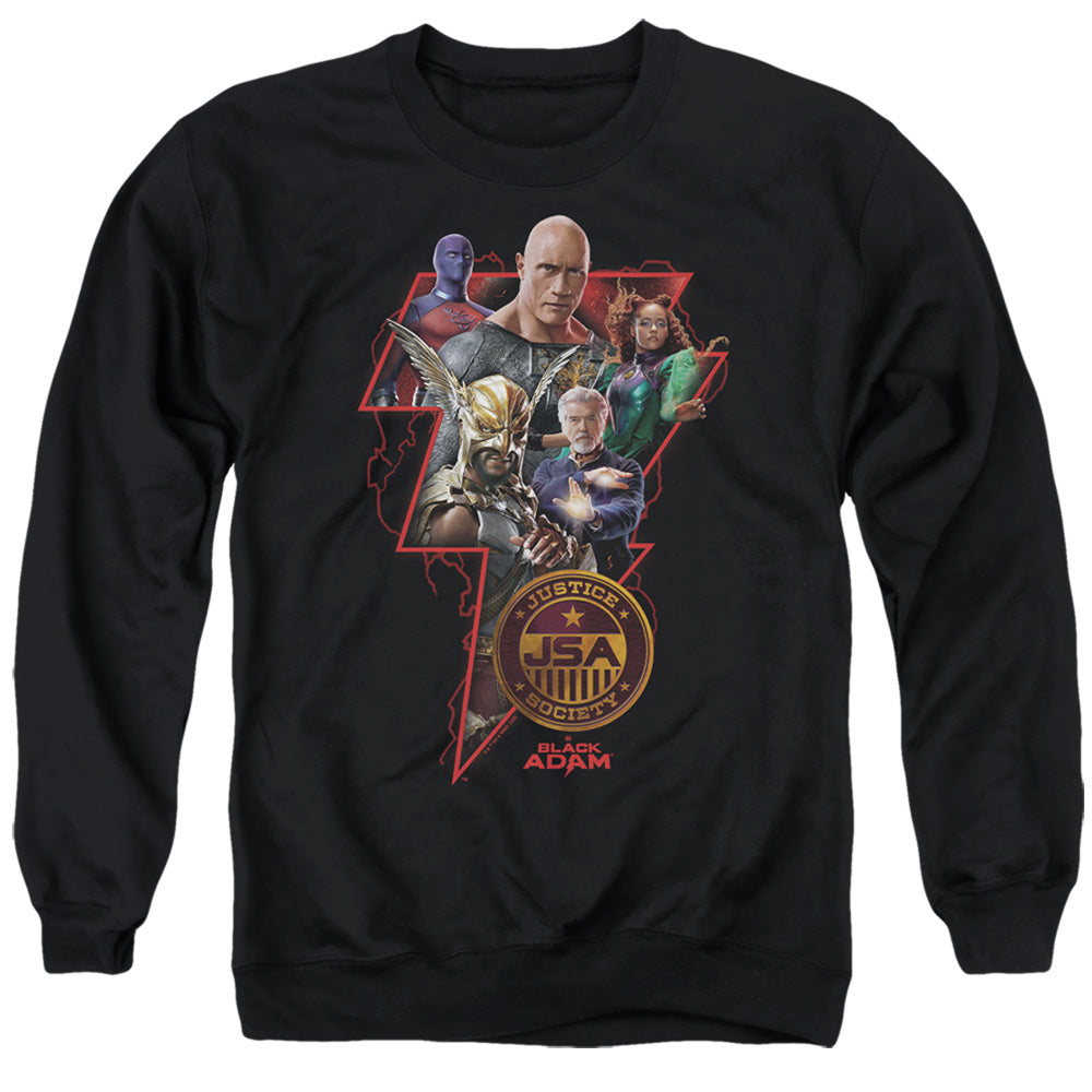 Black Adam Black Adam Character Bolt Mens Crewneck Sweatshirt Black Officially Licensed