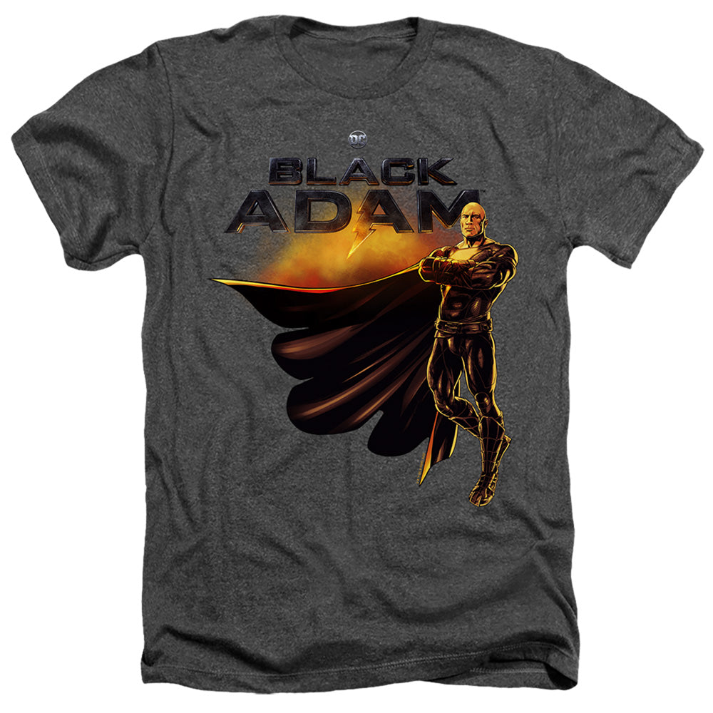 Black Adam Black Adam Logo With Character Heather Mens T Shirt Charcoal Officially Licensed
