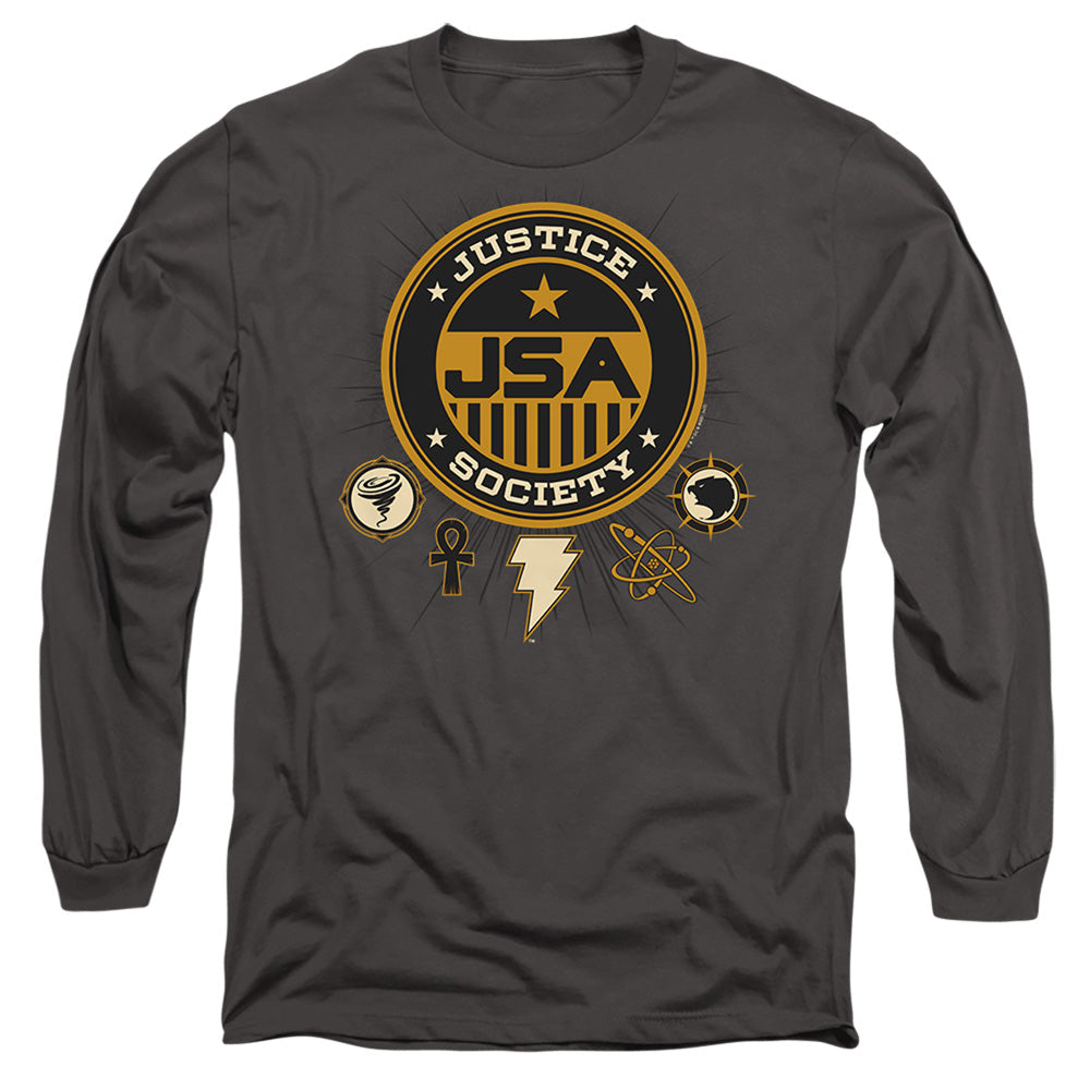 Black Adam Black Adam Justice Society Mens Long Sleeve Shirt Charcoal Officially Licensed