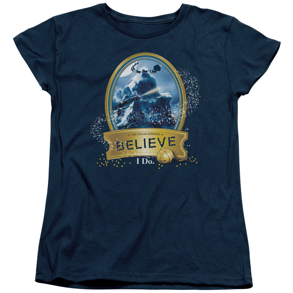 The Polar Express True Believer Womens T Shirt Navy Blue Officially Licensed