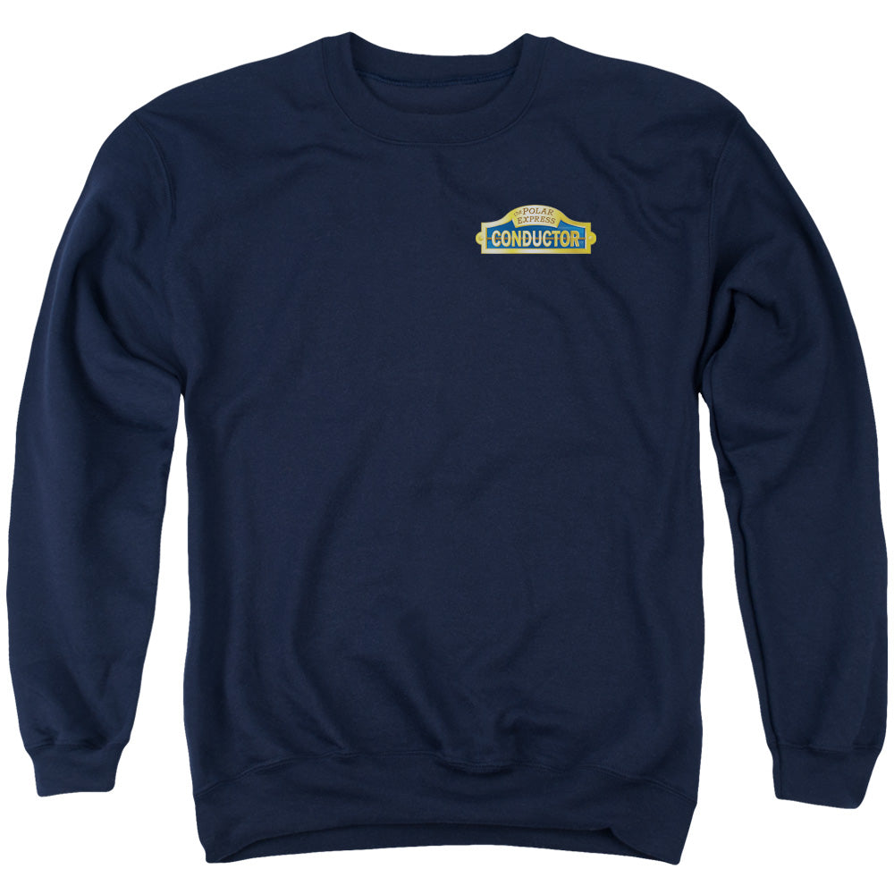 The Polar Express Conductor Mens Crewneck Sweatshirt Navy Blue Officially Licensed