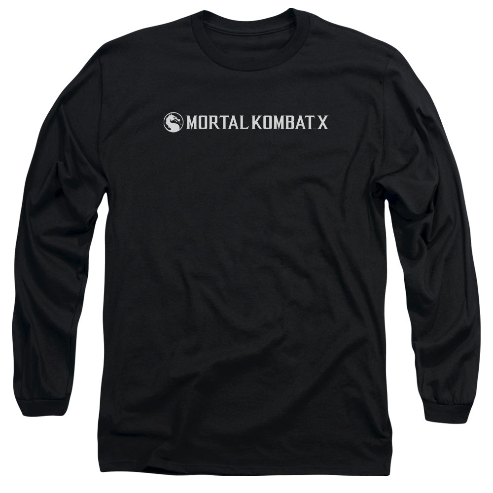 Mortal Kombat X Horizontal Logo Mens Long Sleeve Shirt Black Officially Licensed