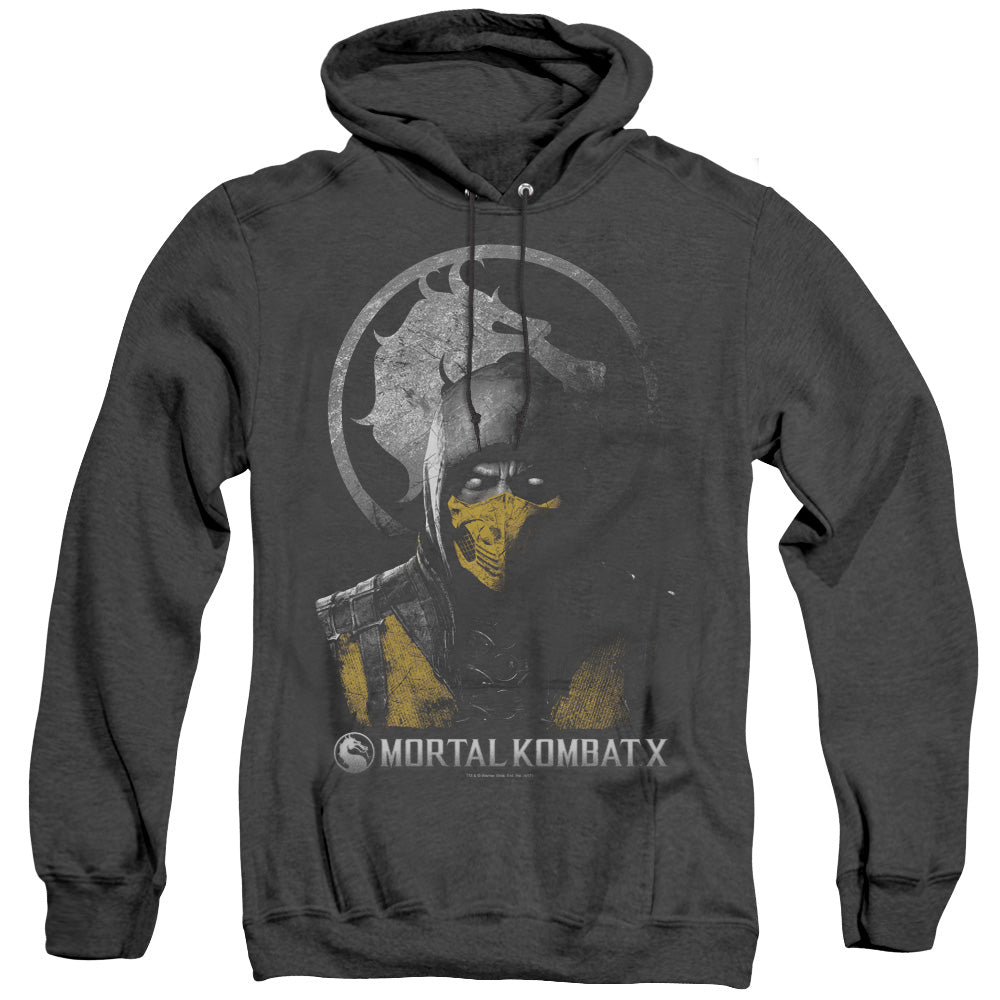 Mortal Kombat X Scorpion Bust Mens Heather Hoodie Black Officially Licensed