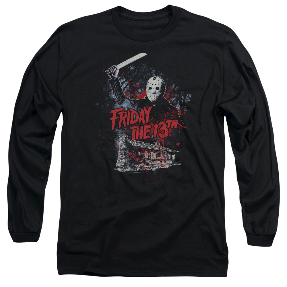 Friday The 13Th Cabin Mens Long Sleeve Shirt Black Officially Licensed Officially Licensed