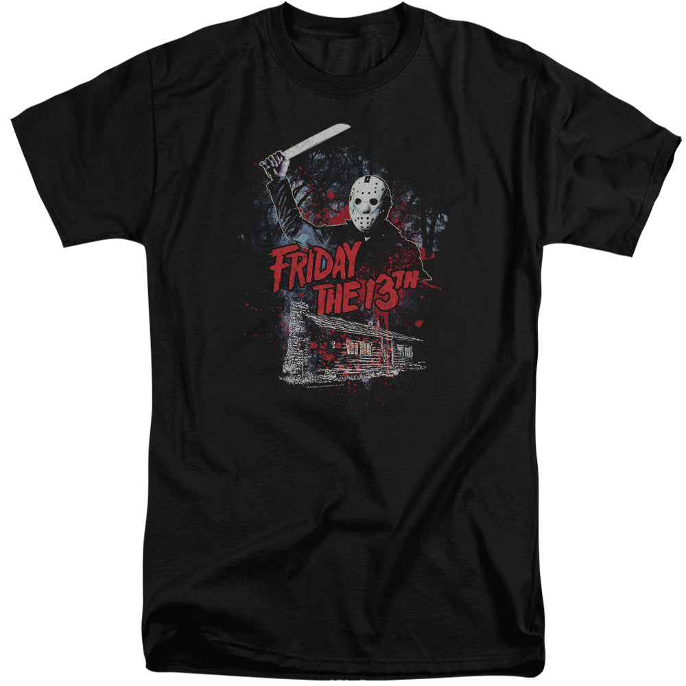 Friday The 13Th Cabin Mens Tall T Shirt Black Officially Licensed