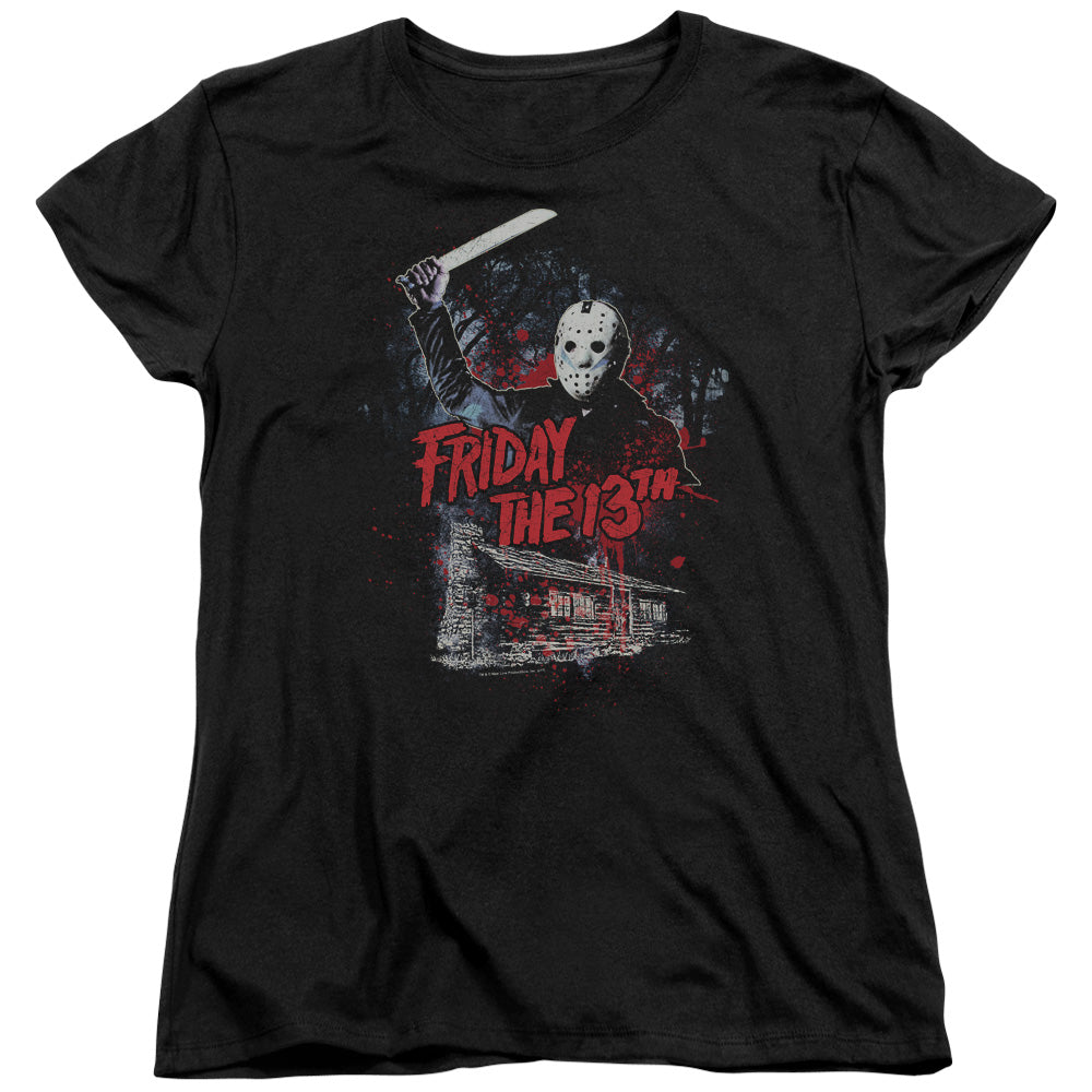 Friday The 13th Cabin Womens T Shirt Black Officially Licensed