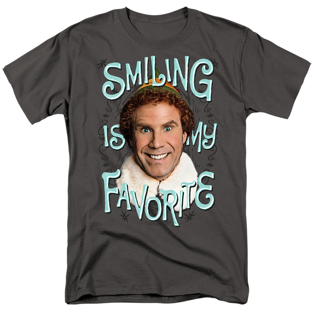 Elf Smiling Mens T Shirt Charcoal Officially Licensed