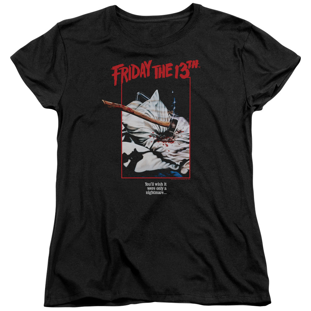 Friday The 13th Axe Poster Womens T Shirt Black Officially Licensed