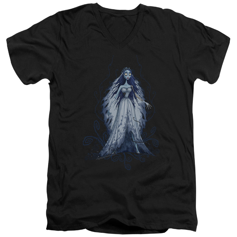 Corpse Bride Vines Mens Slim Fit V-Neck T Shirt Black Officially Licensed