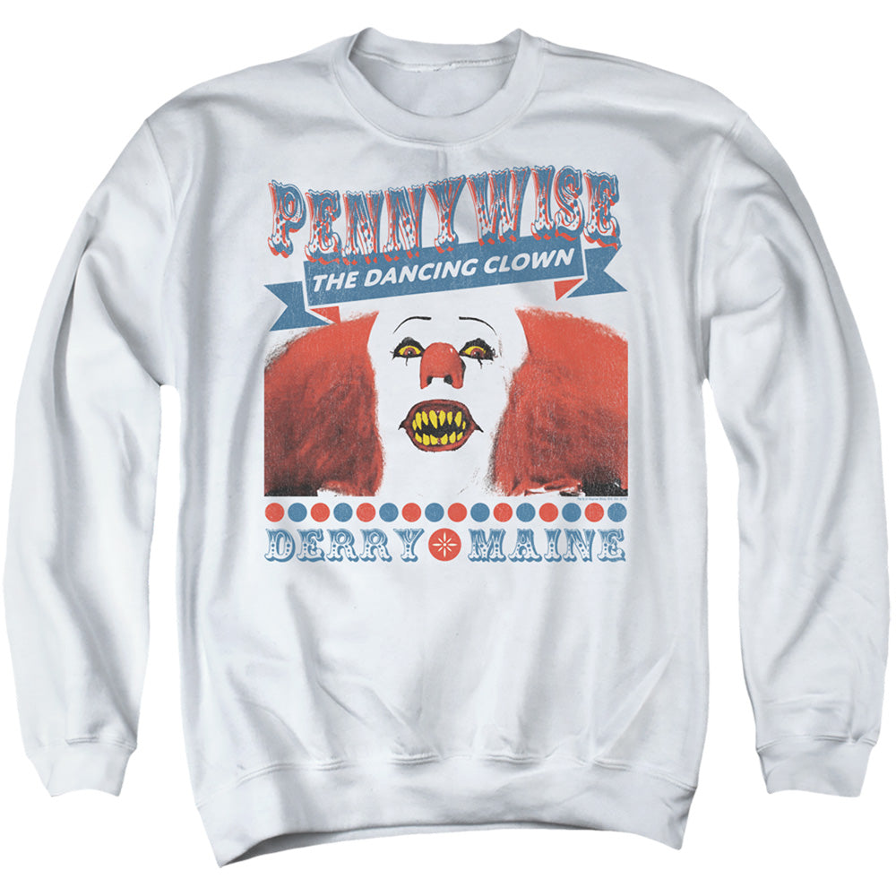 It 1990 The Dancing Clown Mens Crewneck Sweatshirt White Officially Licensed