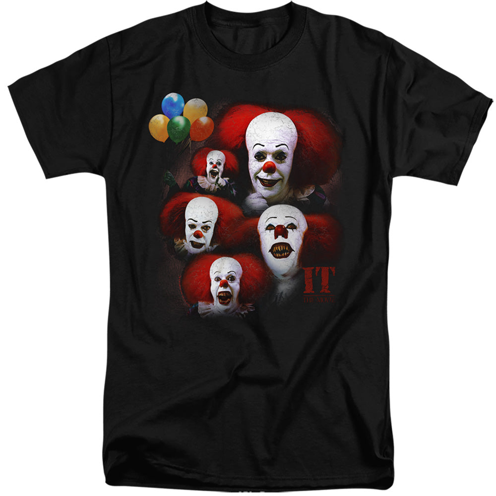 It 1990 Many Faces Of Pennywise Mens Tall T Shirt Black Officially Licensed
