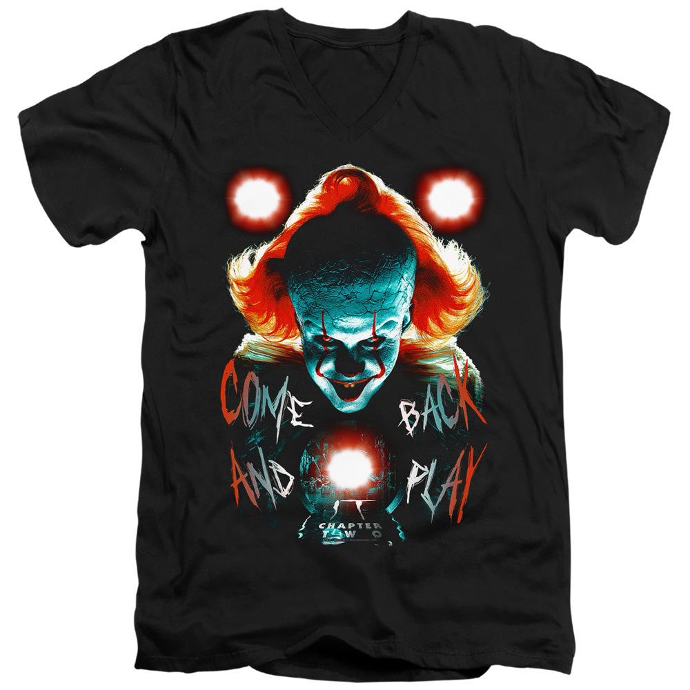 IT Dead Lights Mens Slim Fit V-Neck T Shirt Black Officially Licensed