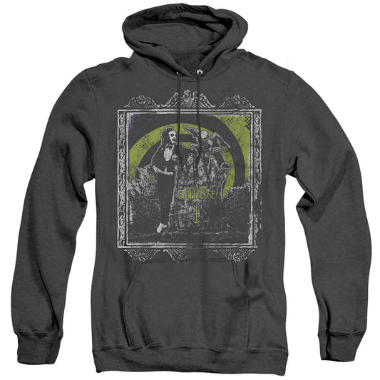 Beetlejuice Here Lies Mens Heather Hoodie Black Officially Licensed