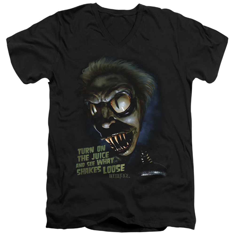 Beetlejuice Chucks Daughter Mens Slim Fit V-Neck T Shirt Black Officially Licensed