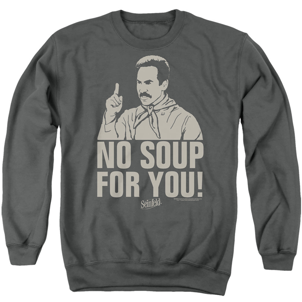 Seinfeld No Soup Mens Crewneck Sweatshirt Charcoal Officially Licensed