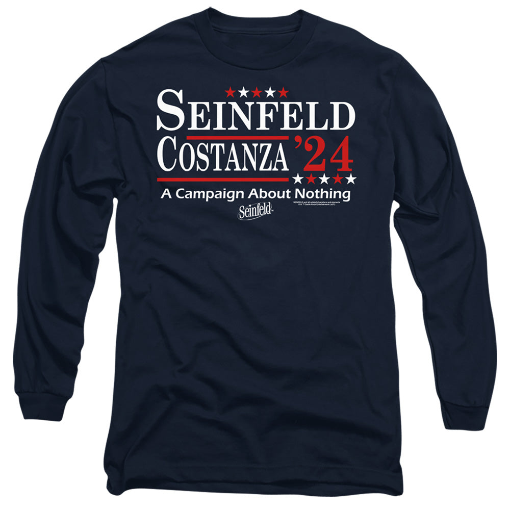 Seinfeld Election Tee Mens Long Sleeve Shirt Navy Officially Licensed