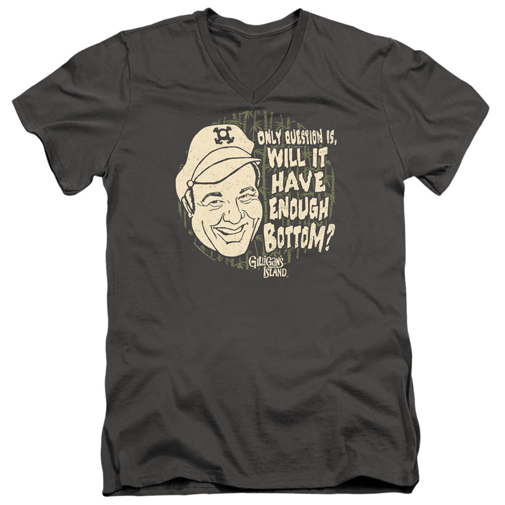 Gilligans Island Enough Bottom Mens Slim Fit V-Neck T Shirt Charcoal Officially Licensed