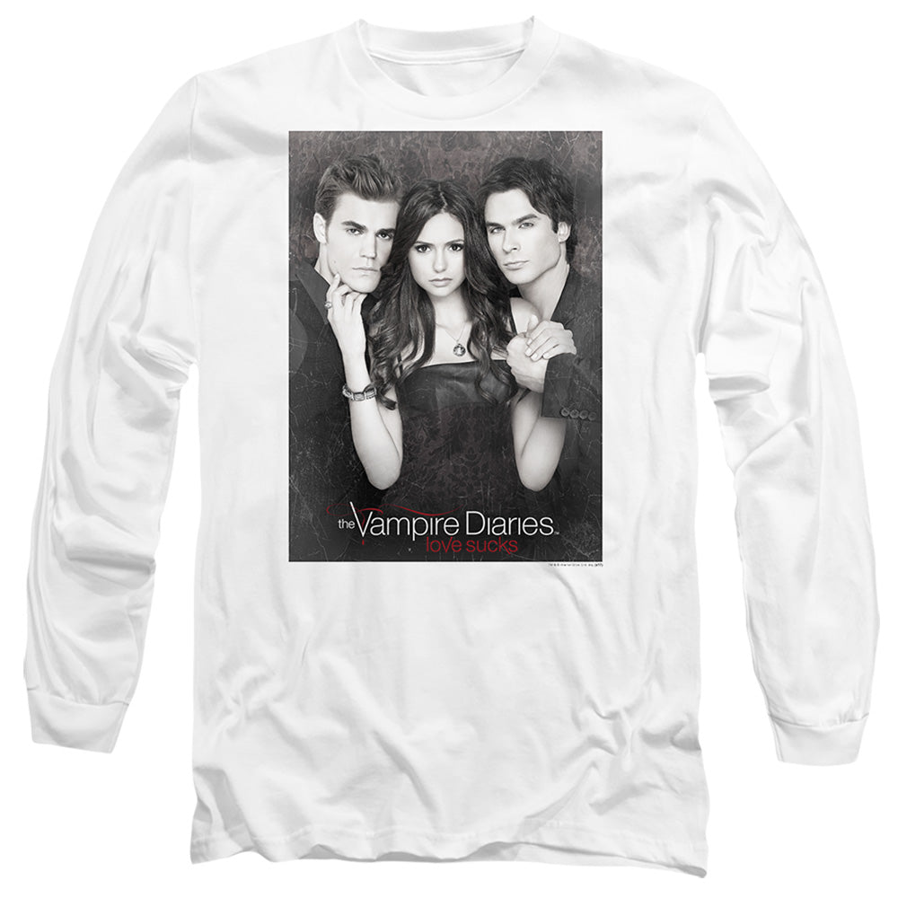 Vampire Diaries That Was Then Mens Long Sleeve Shirt White Officially Licensed