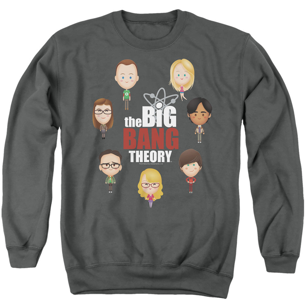 Big Bang Theory Emojis Mens Crewneck Sweatshirt Charcoal Officially Licensed