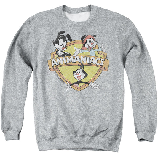 Animaniacs Shielded Animaniacs Mens Crewneck Sweatshirt Athletic Heather Officially Licensed