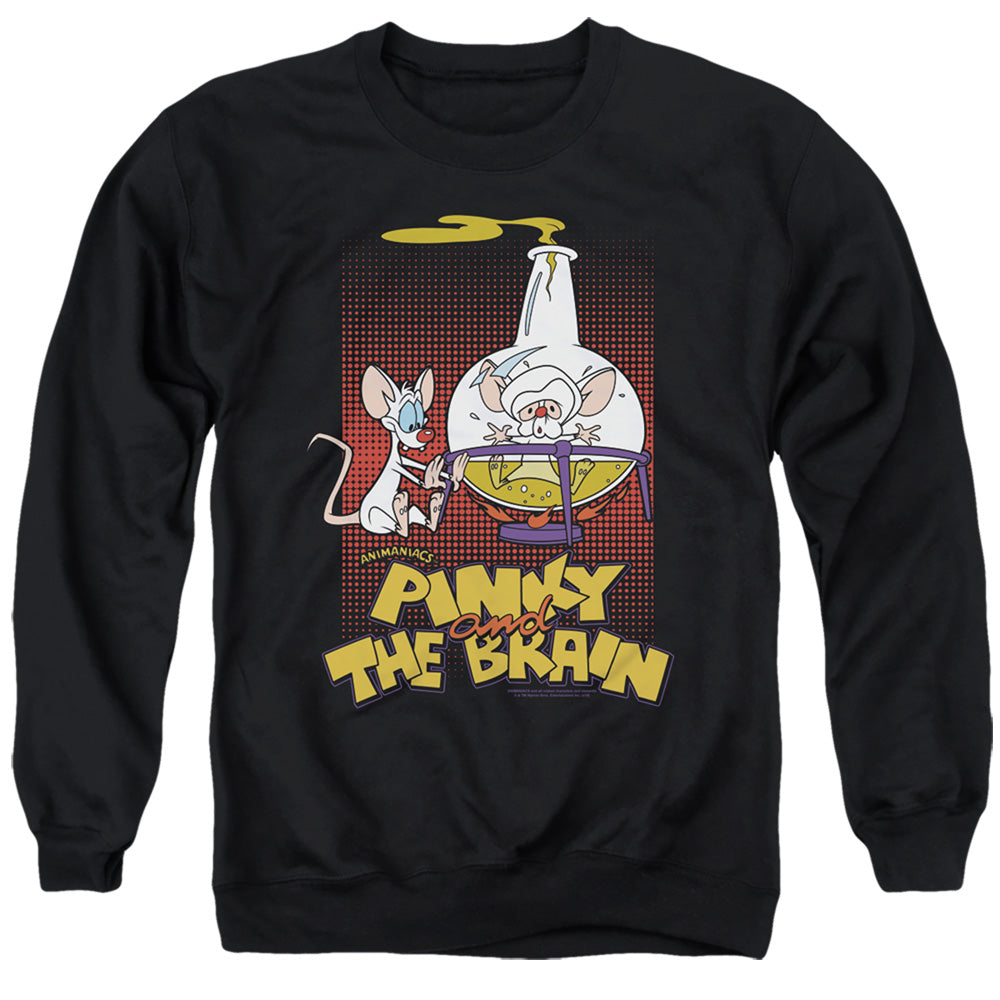 Pinky And The Brain Lab Flask Mens Crewneck Sweatshirt Black Officially Licensed