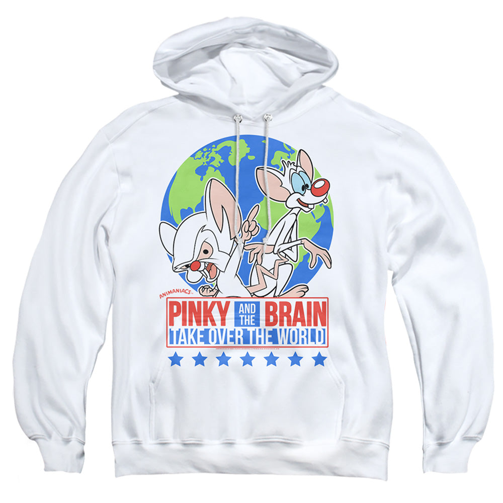 Pinky And The Brain Campaign Mens Hoodie White Officially Licensed