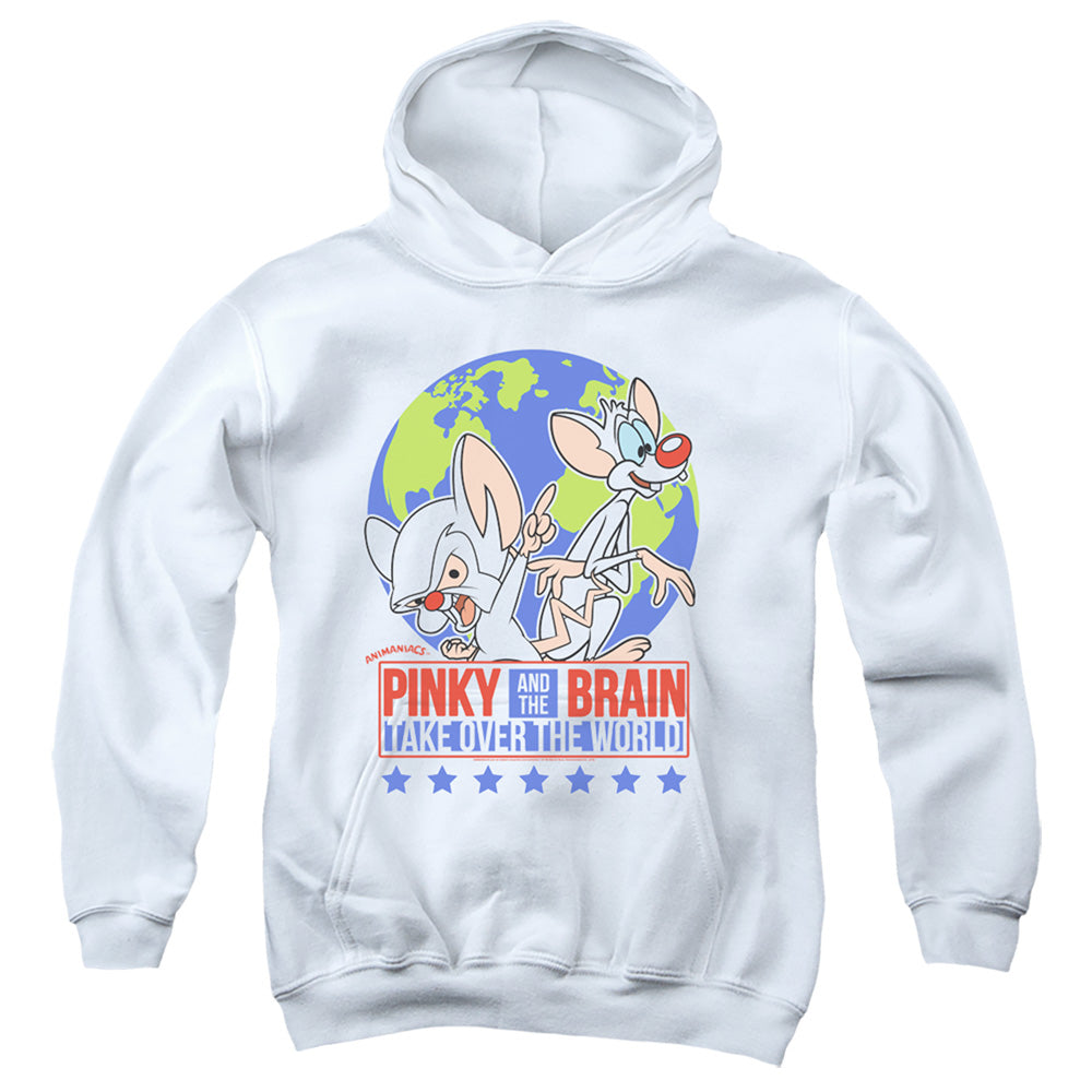 Pinky And The Brain Campaign Kids Youth Hoodie White Officially Licensed