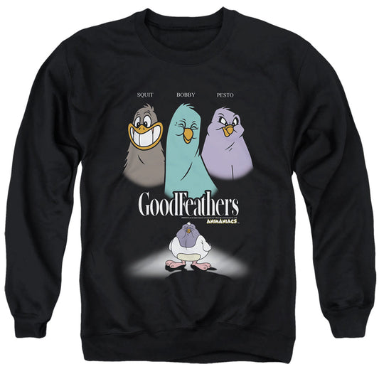Animaniacs Goodfeathers Mens Crewneck Sweatshirt Black Officially Licensed