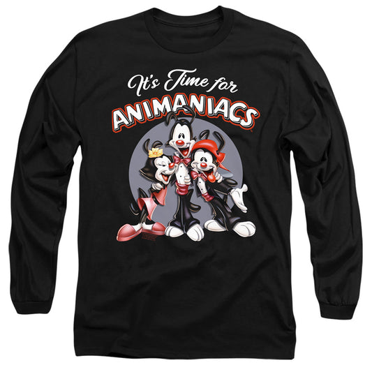 Animaniacs Its Time For Mens Long Sleeve Shirt Black Officially Licensed