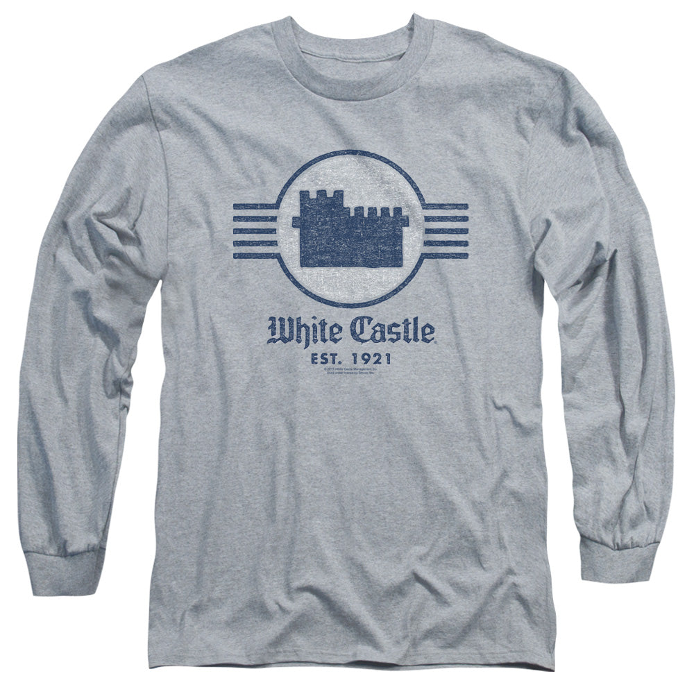 White Castle Emblem Mens Long Sleeve Shirt Athletic Heather Officially Licensed