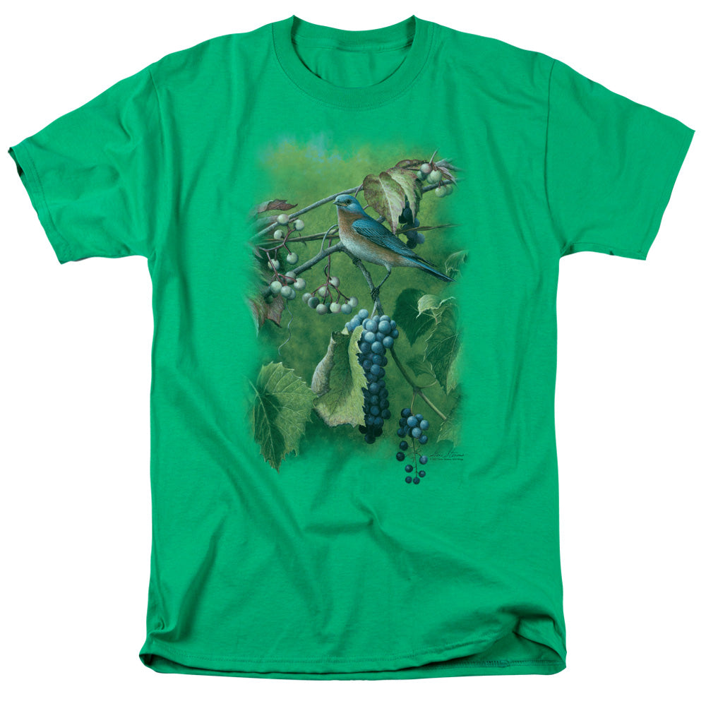 Wildlife Summertime Estrn Bluebird Mens T Shirt Kelly Green Officially Licensed