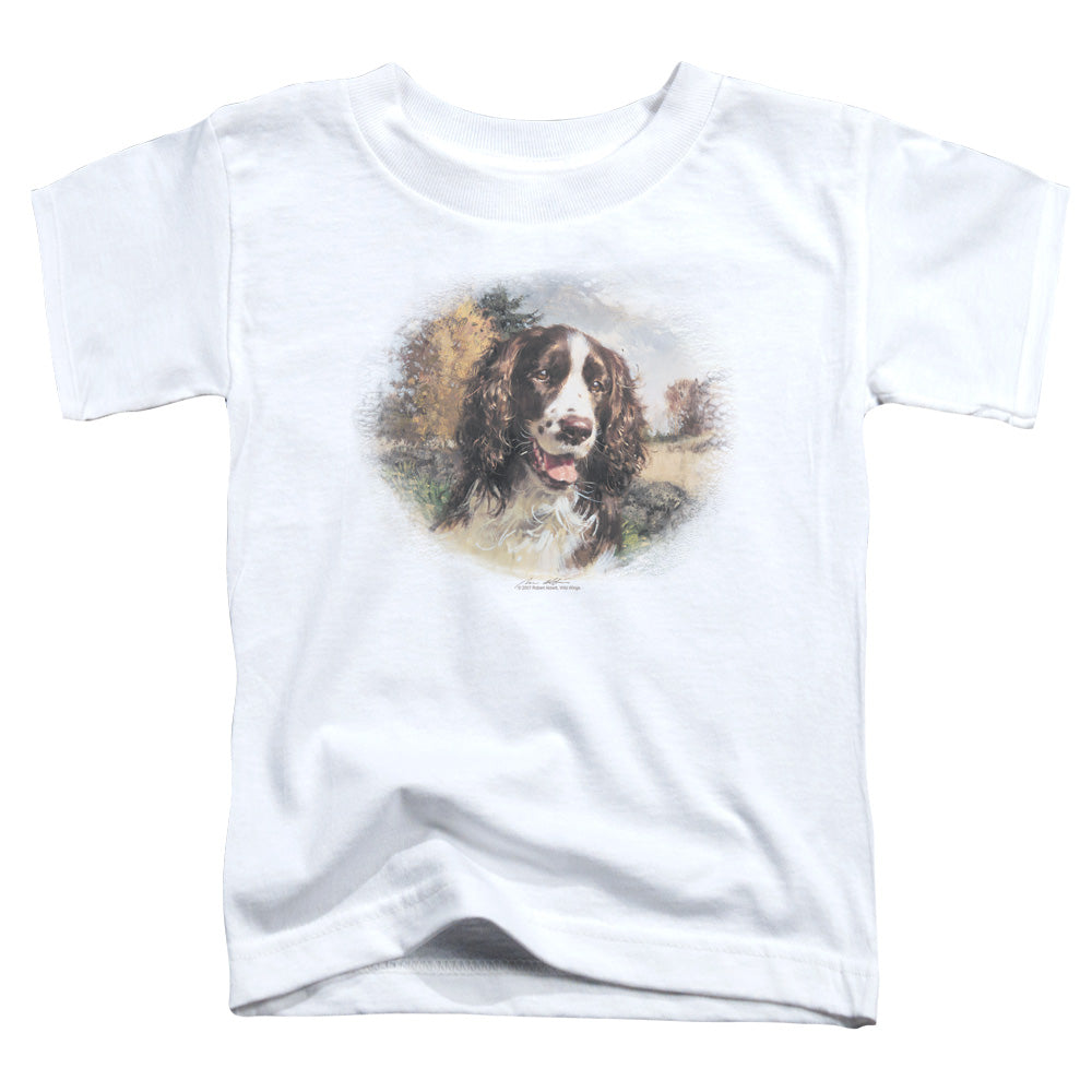 Wildlife Springer Spaniel Head Toddler Kids Youth T Shirt White