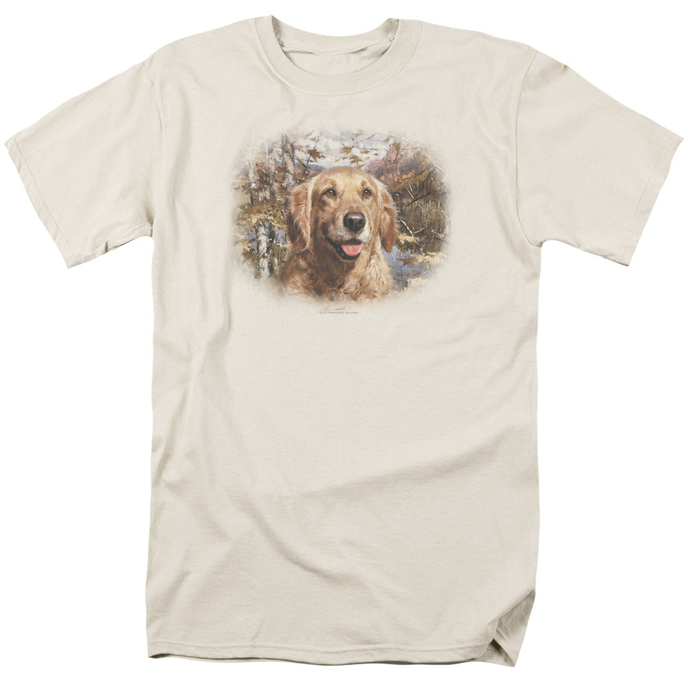 Wildlife Golden Retriever Head Mens T Shirt Cream Officially Licensed