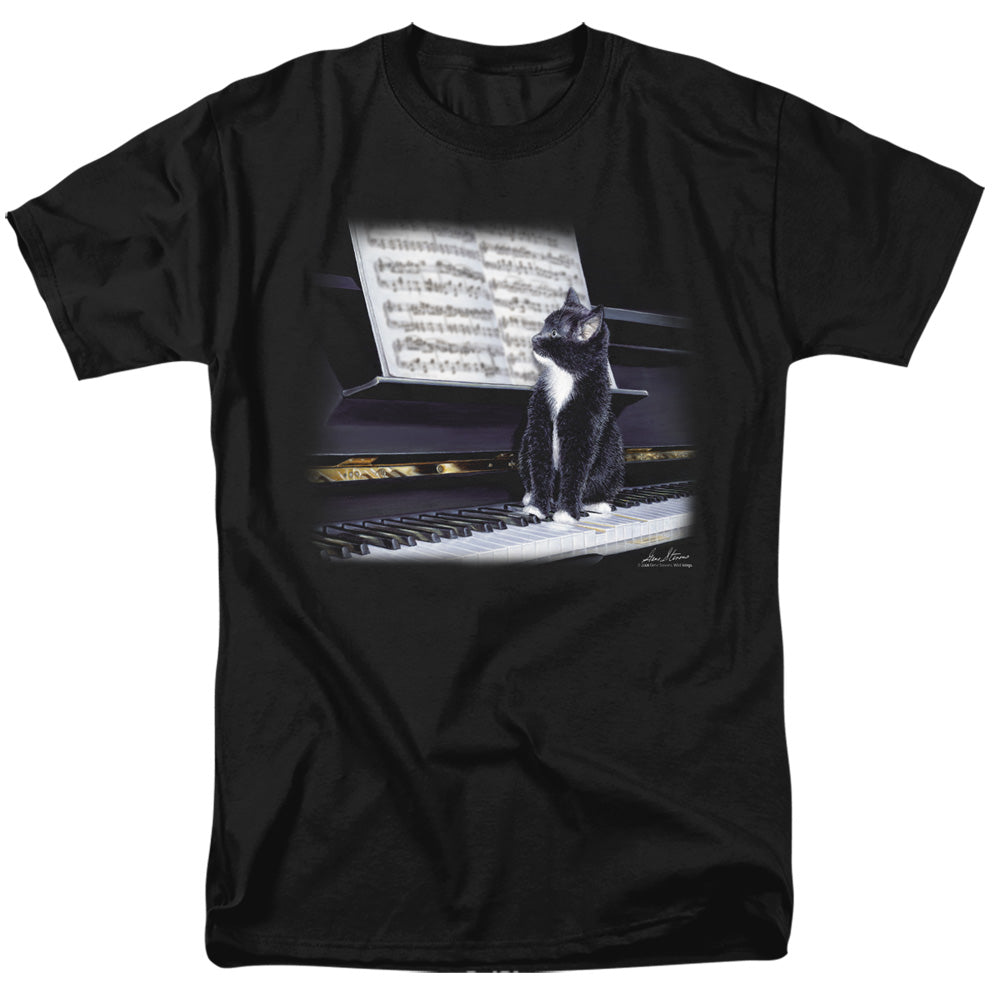 Wildlife Kitten On The Keys Mens T Shirt Black Officially Licensed