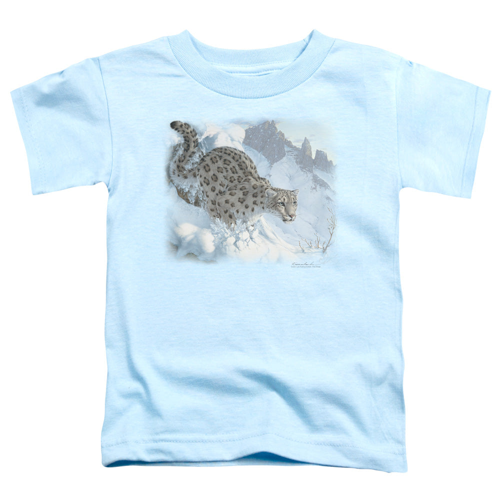 Wildlife Snow Leopard Toddler Kids Youth T Shirt Light Blue