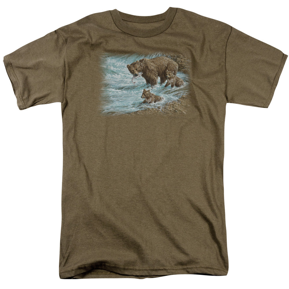 Wildlife Alaskan Brown Bear Mens T Shirt Safari Green Officially Licensed