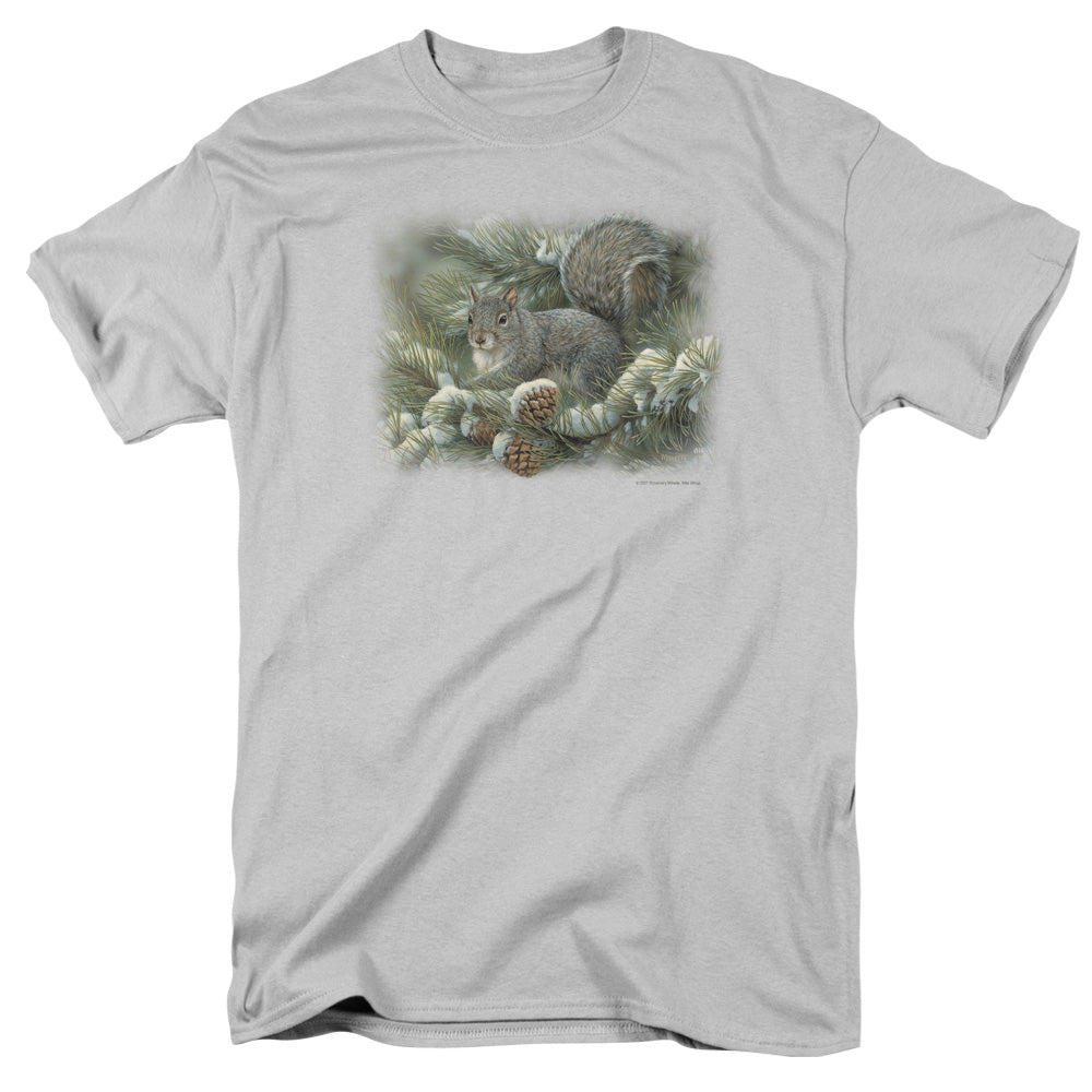 Wildlife Gray Squirrel Mens T Shirt Silver Officially Licensed