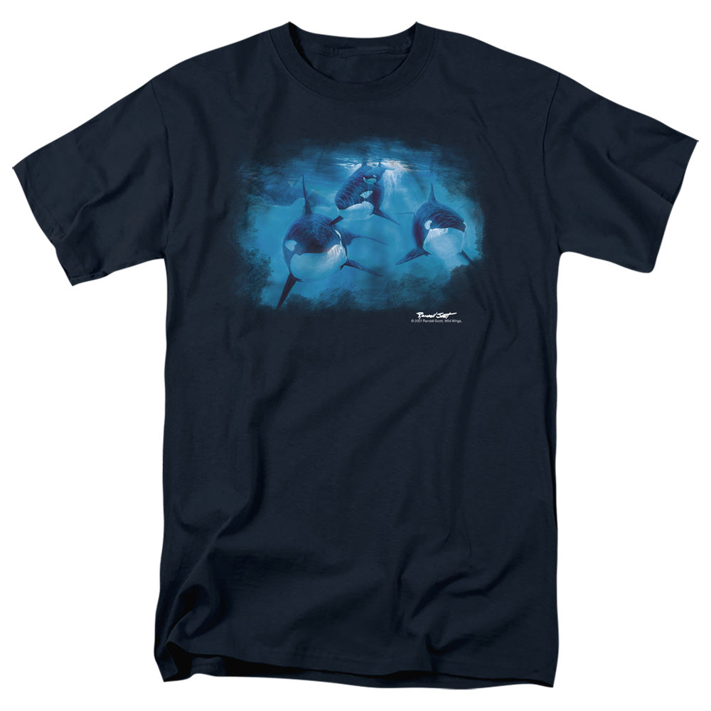 Wildlife Pod Of Orcas Mens T Shirt Navy Officially Licensed