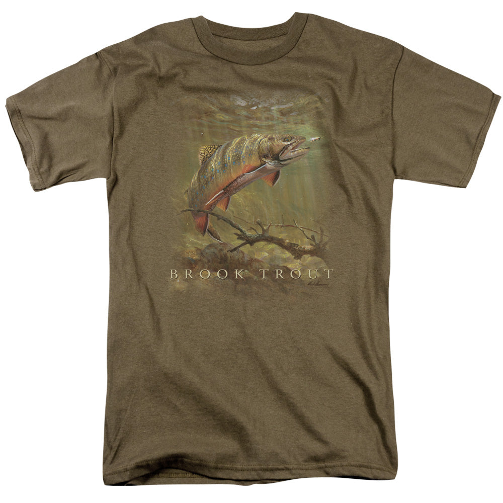 Wildlife Brook Trout Mens T Shirt Safari Green Officially Licensed